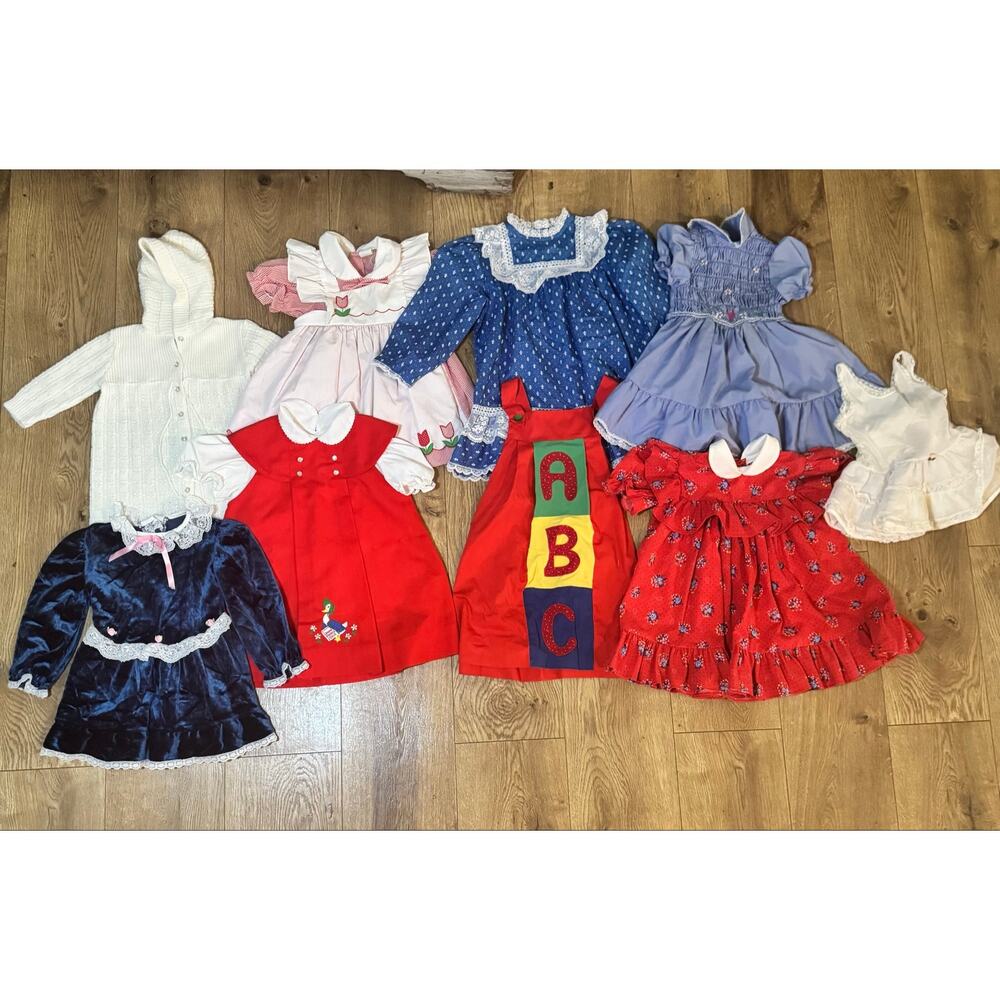 Lot of vintage toddler dresses 2T-5T - READ